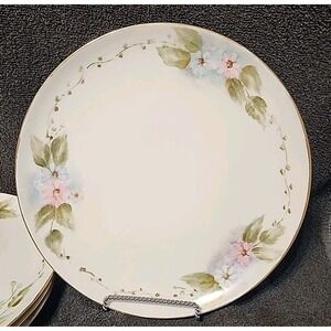 Vntg Hand Painted 10.5" China Dinner Plates Floral Design 1975 Set Of 4
